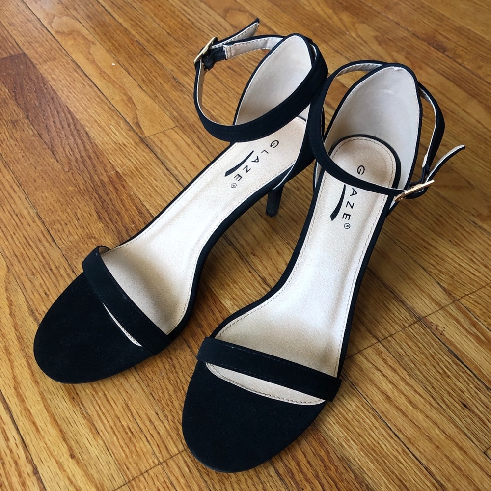 Black strapped heels